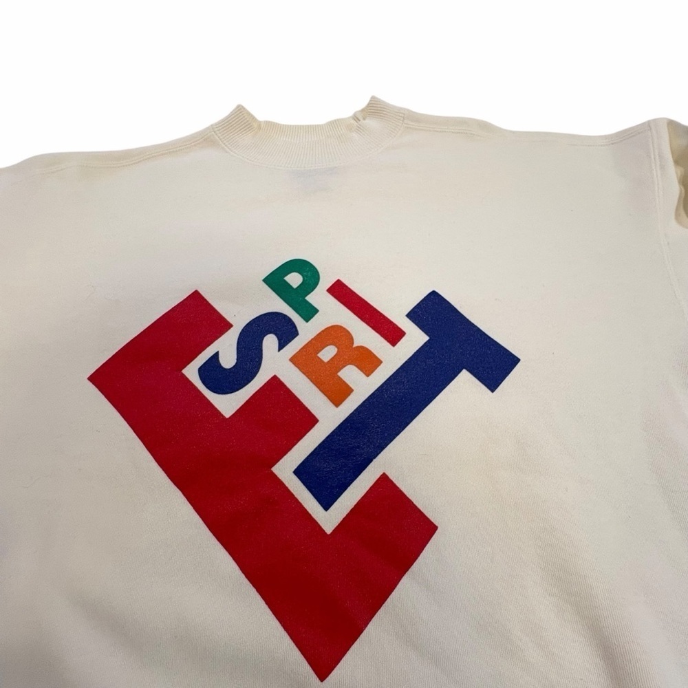 Vintage ESPRIT “Esprit de Corp” Logo Sweatshirt | Cream White | Unisex Small